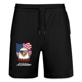 Funny, sarcasm, sarcastic humor, irony - Stanley/Stella Trainer Unisex Organic Jogging Shorts - black - Front - Nik (191cm) & Marisol (170cm)