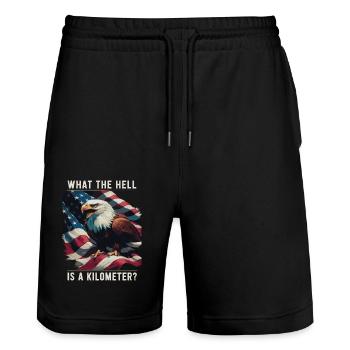 Funny, sarcasm, sarcastic humor, irony - Stanley/Stella Trainer Unisex Organic Jogging Shorts - black - Front - Nik (191cm) & Marisol (170cm)