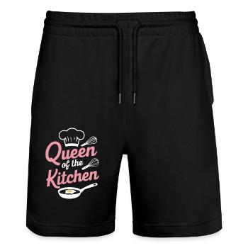 Koch Kochen Küchencheff Bäker - Stanley/Stella Unisex Bio Joggingshorts Trainer  - Schwarz - Vorne - Nik (191cm) & Marisol (170cm)
