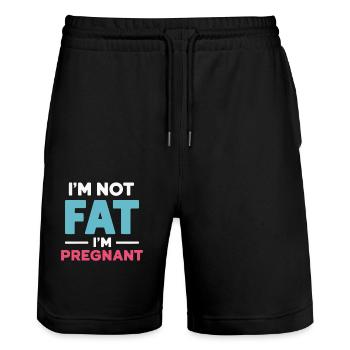 Schwangerschaft Schwanger Geburt - Stanley/Stella Unisex Bio Joggingshorts Trainer  - Schwarz - Vorne - Nik (191cm) & Marisol (170cm)