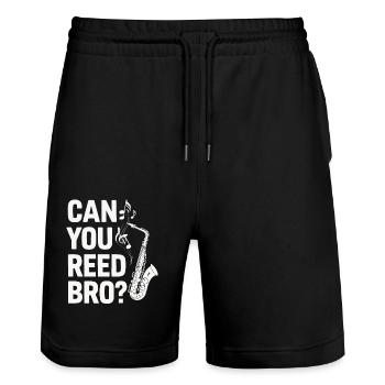Saxophon Saxofon - Stanley/Stella Unisex Bio Joggingshorts Trainer  - Schwarz - Vorne - Nik (191cm) & Marisol (170cm)