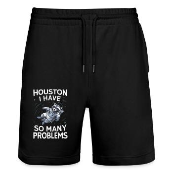 Raccoon - Stanley/Stella Trainer Unisex Organic Jogging Shorts - black - Front - Nik (191cm) & Marisol (170cm)