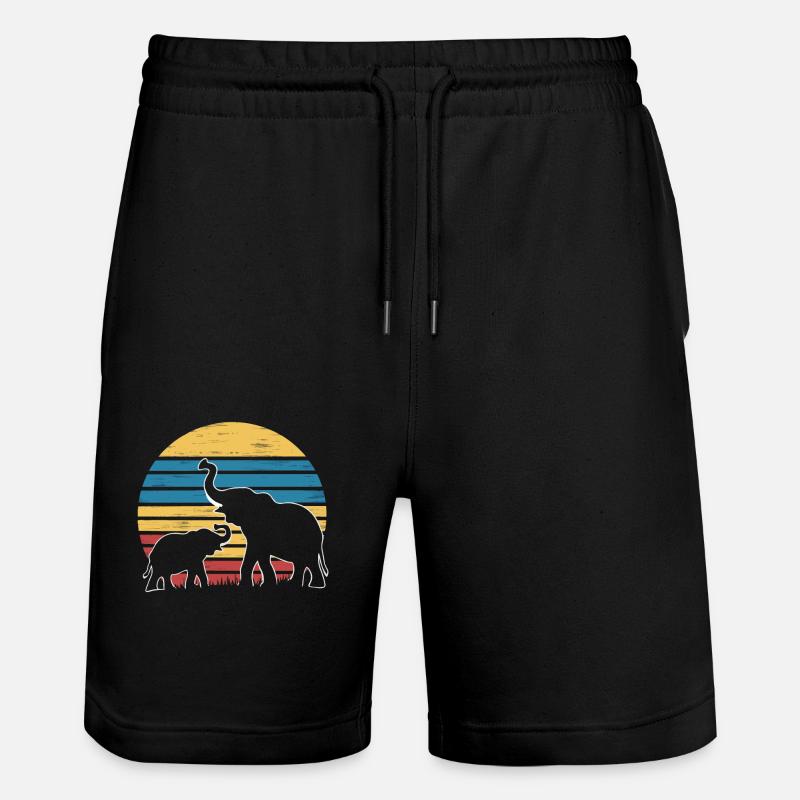 Elefant Tier Elefanten Zoo - Stanley/Stella Unisex Bio Joggingshorts Trainer - Schwarz