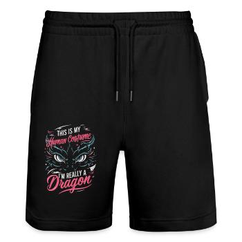 Drache Mystisch Drachen Fantasie - Stanley/Stella Unisex Bio Joggingshorts Trainer  - Schwarz - Vorne - Nik (191cm) & Marisol (170cm)