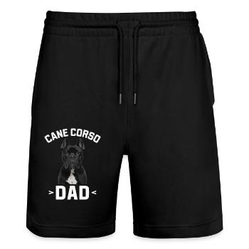 Cane Corso Dog - Stanley/Stella Trainer Unisex Organic Jogging Shorts - black - Front - Nik (191cm) & Marisol (170cm)