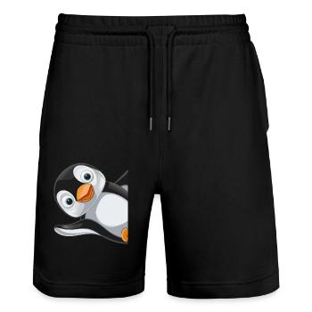 Penguin Penguins Animal - Stanley/Stella Trainer Unisex Organic Jogging Shorts - black - Front - Nik (191cm) & Marisol (170cm)