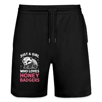 Blaireau Miel Blaireau Animal - Short de jogging bio TRAINER Stanley/Stella unisexe - noir - Devant - Nik (191cm) & Marisol (170cm)