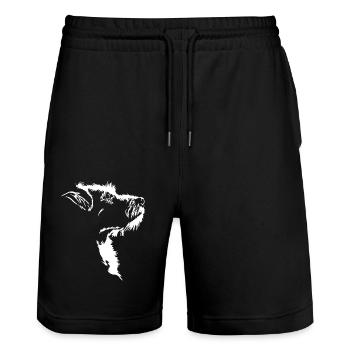 Jack Russell Terrier Dogs Silhouette Wilsigns - Stanley/Stella Trainer Unisex Organic Jogging Shorts - black - Front - Nik (191cm) & Marisol (170cm)