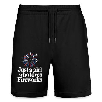 Pyrotechnie Feux d’artifice Pyrotechnie - Short de jogging bio TRAINER Stanley/Stella unisexe - noir - Devant - Nik (191cm) & Marisol (170cm)