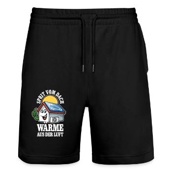 Öko Haus Sprit vom Dach Wärme aus der Luft - Stanley/Stella Unisex Bio Joggingshorts Trainer  - Schwarz - Vorne - Nik (191cm) & Marisol (170cm)