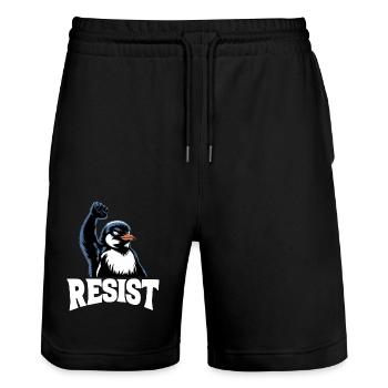 Pingouin Proteste Résistance Taxes - Short de jogging bio TRAINER Stanley/Stella unisexe - noir - Devant - Nik (191cm) & Marisol (170cm)