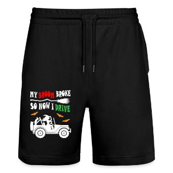 My Broom Broke So Now I Drive Jeeps - Stanley/Stella Trainer Unisex Organic Jogging Shorts - black - Front - Nik (191cm) & Marisol (170cm)