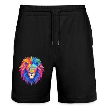 Bride Lion - Stanley/Stella Trainer Unisex Organic Jogging Shorts - black - Front - Nik (191cm) & Marisol (170cm)