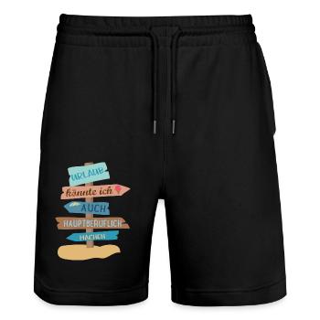 Urlaub - Stanley/Stella Unisex Bio Joggingshorts Trainer  - Schwarz - Vorne - Nik (191cm) & Marisol (170cm)