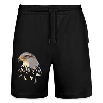 Eagle Geometric Low Poly Eagle's Head - Stanley/Stella Trainer Unisex Organic Jogging Shorts - black - Front - Nik (191cm) & Marisol (170cm)