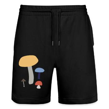 mushrooms - Stanley/Stella Trainer Unisex Organic Jogging Shorts - black - Front - Nik (191cm) & Marisol (170cm)