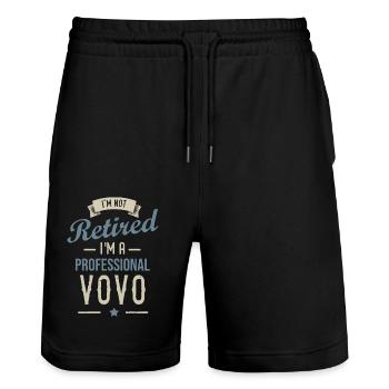 Ich bin nicht im Ruhestand Ich bin ein professionelles VOVO-Weihnachtsgeschenk - Stanley/Stella Unisex Bio Joggingshorts Trainer  - Schwarz - Vorne - Nik (191cm) & Marisol (170cm)