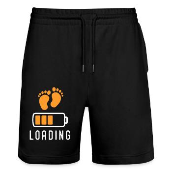 FUTURE PAPA MOTHER birth - Stanley/Stella Trainer Unisex Organic Jogging Shorts - black - Front - Nik (191cm) & Marisol (170cm)