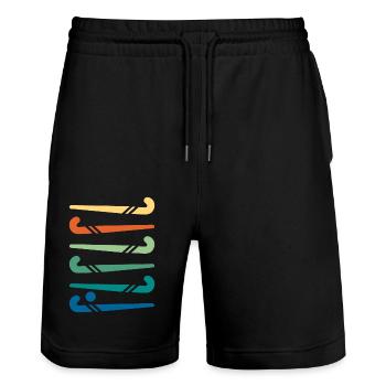 Bâtons de hockey colorés - Short de jogging bio TRAINER Stanley/Stella unisexe - noir - Devant - Nik (191cm) & Marisol (170cm)