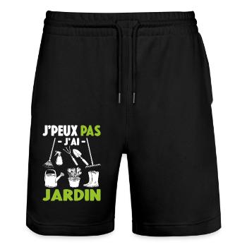 Je Peux Pas J'ai Jardin Cadeau De Jardinage - Short de jogging bio TRAINER Stanley/Stella unisexe - noir - Devant - Nik (191cm) & Marisol (170cm)