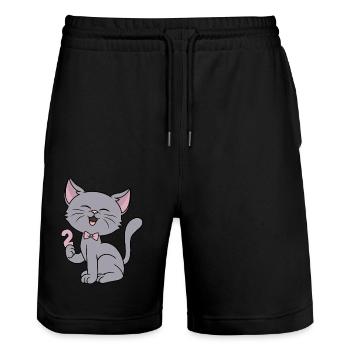 2 Jahre alt Mädchen lustige Katze 2. Geburtstag - Stanley/Stella Unisex Bio Joggingshorts Trainer  - Schwarz - Vorne - Nik (191cm) & Marisol (170cm)