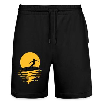 Sonne Abend Surfer - Stanley/Stella Unisex Bio Joggingshorts Trainer  - Schwarz - Vorne - Nik (191cm) & Marisol (170cm)