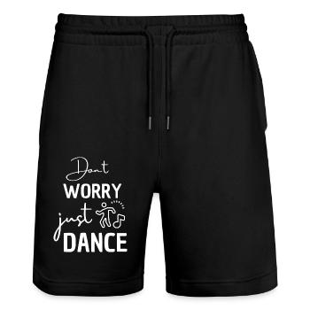 Dónt worry, just dance. Tanzen Spruch für Tänzer. - Stanley/Stella Unisex Bio Joggingshorts Trainer  - Schwarz - Vorne - Nik (191cm) & Marisol (170cm)