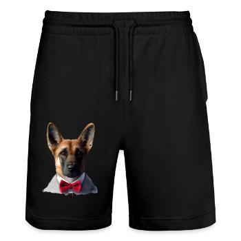 Berger Allemand Chien Chiot Costume Propriétaire Chien - Short de jogging bio TRAINER Stanley/Stella unisexe - noir - Devant - Nik (191cm) & Marisol (170cm)