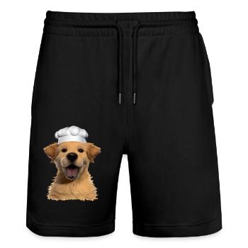 Golden Retriever Cuisine chiot Chiens Gastronom - Short de jogging bio TRAINER Stanley/Stella unisexe - noir - Devant - Nik (191cm) & Marisol (170cm)