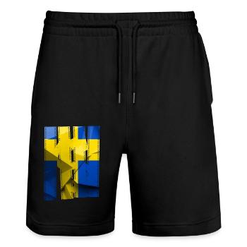 Suède Suède drapeau national norden skandinavia - Short de jogging bio TRAINER Stanley/Stella unisexe - noir - Devant - Nik (191cm) & Marisol (170cm)