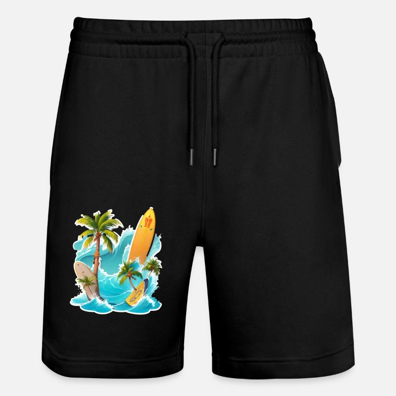 Palmiers vagues design - Short de jogging bio TRAINER Stanley/Stella unisexe - noir