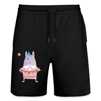 Geburtstag - Stanley/Stella Unisex Bio Joggingshorts Trainer  - Schwarz - Vorne - Nik (191cm) & Marisol (170cm)