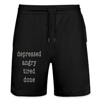 depressed - Stanley/Stella Trainer Unisex Organic Jogging Shorts - black - Front - Nik (191cm) & Marisol (170cm)