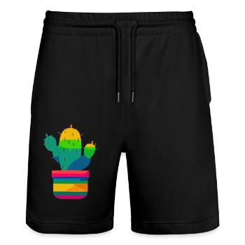 Cactus coloré mexicain - Short de jogging bio TRAINER Stanley/Stella unisexe - noir - Devant - Nik (191cm) & Marisol (170cm)
