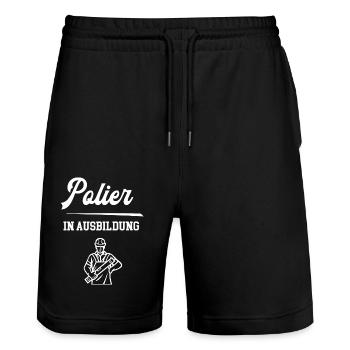 Polier in Ausbildung Polierausbildung Bauleiter - Stanley/Stella Unisex Bio Joggingshorts Trainer  - Schwarz - Vorne - Nik (191cm) & Marisol (170cm)
