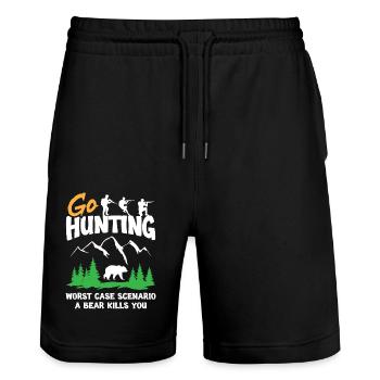Go Hunting Worst Case Bear Kills You - Stanley/Stella Unisex Bio Joggingshorts Trainer  - Schwarz - Vorne - Nik (191cm) & Marisol (170cm)