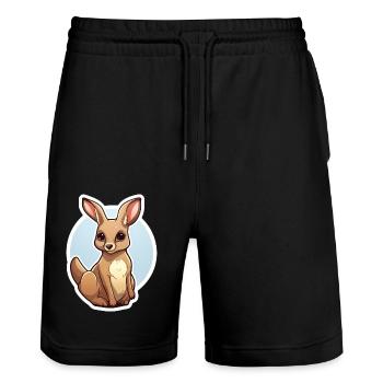 Kangaroo Kawaii - Stanley/Stella Trainer Unisex Organic Jogging Shorts - black - Front - Nik (191cm) & Marisol (170cm)