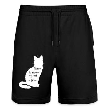 Chat Chat Pet - Short de jogging bio TRAINER Stanley/Stella unisexe - noir - Devant - Nik (191cm) & Marisol (170cm)