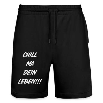 Chill ma dein Leben… - Stanley/Stella Unisex Bio Joggingshorts Trainer  - Schwarz - Vorne - Nik (191cm) & Marisol (170cm)