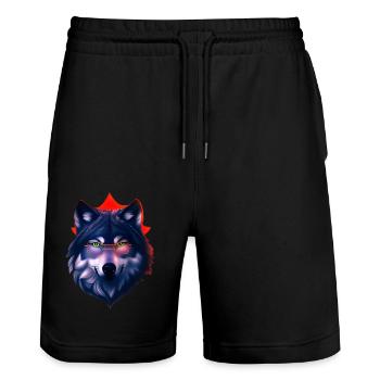 Wolf - Stanley/Stella Trainer Unisex Organic Jogging Shorts - black - Front - Nik (191cm) & Marisol (170cm)