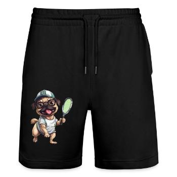 Passionné de jeu carlin: tennis et - Short de jogging bio TRAINER Stanley/Stella unisexe - noir - Devant - Nik (191cm) & Marisol (170cm)