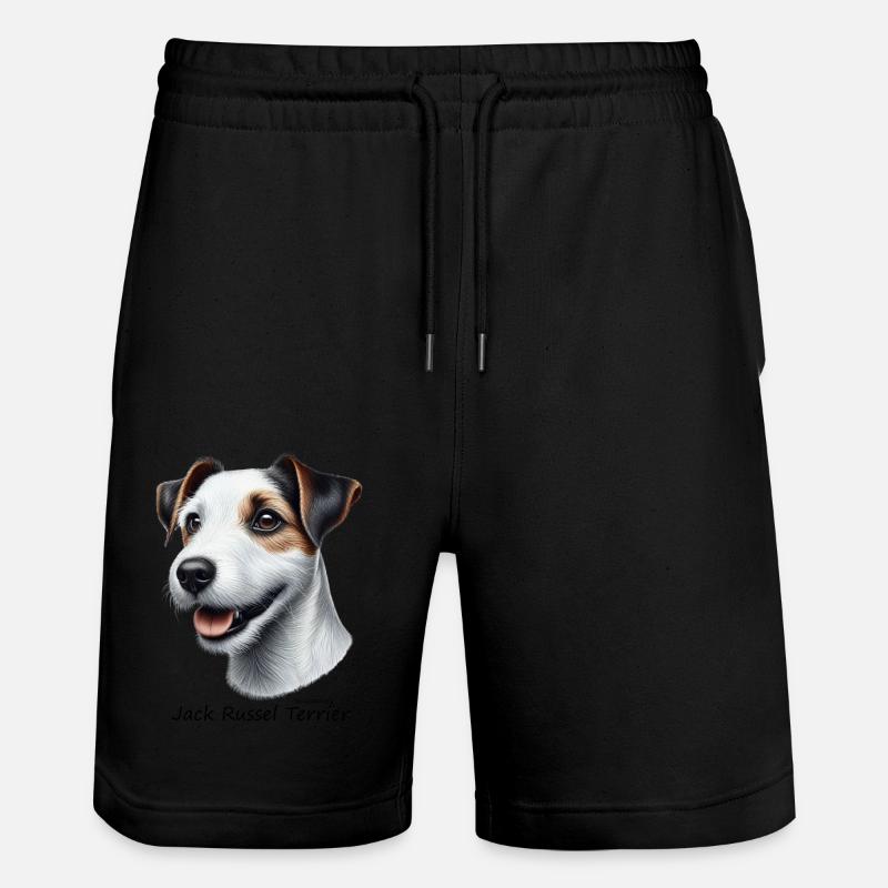 Jack Russel Terrier 003 - Stanley/Stella Unisex Bio Joggingshorts Trainer  - Schwarz