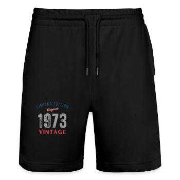 Vintage 1973 Gift Humor Anniversary 50 Years - Stanley/Stella Trainer Unisex Organic Jogging Shorts - black - Front - Nik (191cm) & Marisol (170cm)