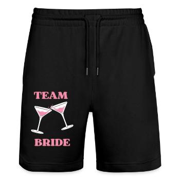 Team Bride - Cocktails - Stanley/Stella Unisex Bio Joggingshorts Trainer  - Schwarz - Vorne - Nik (191cm) & Marisol (170cm)