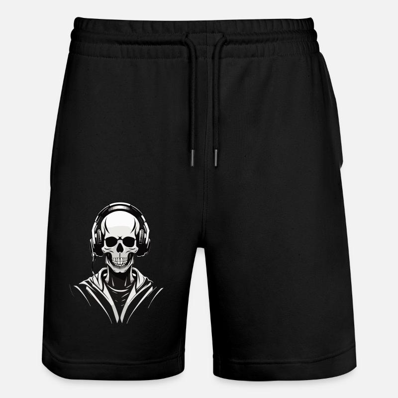 Skelleton DJ direct view - Stanley/Stella Trainer Unisex Organic Jogging Shorts - black