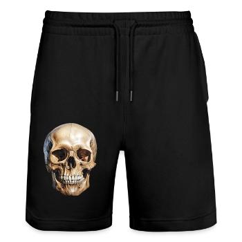 Totenkopf-Schädel, Symbol für Tod und Gefahr - Stanley/Stella Unisex Bio Joggingshorts Trainer  - Schwarz - Vorne - Nik (191cm) & Marisol (170cm)