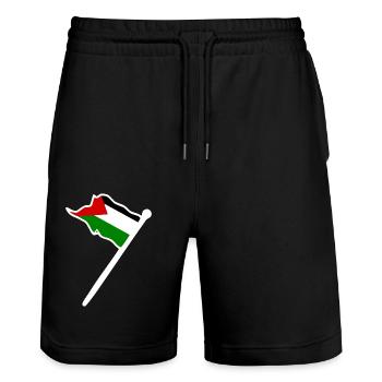 Free palestine - Short de jogging bio TRAINER Stanley/Stella unisexe - noir - Devant - Nik (191cm) & Marisol (170cm)