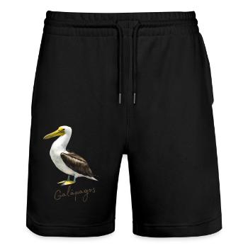 Bird of Galapagos Island - Stanley/Stella Trainer Unisex Organic Jogging Shorts - black - Front - Nik (191cm) & Marisol (170cm)