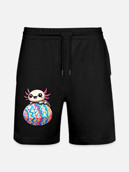Easter Axolotl on Giant Egg - Stanley/Stella Trainer Unisex Organic Jogging Shorts - black