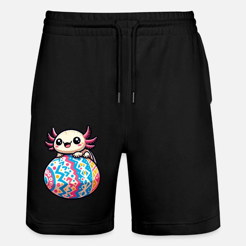 Easter Axolotl on Giant Egg - Stanley/Stella Trainer Unisex Organic Jogging Shorts - black